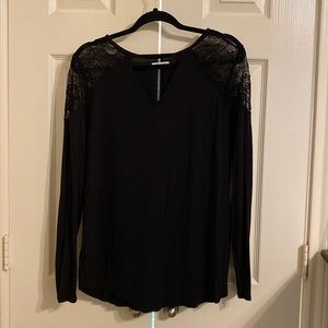 Black lace shoulder Sweater